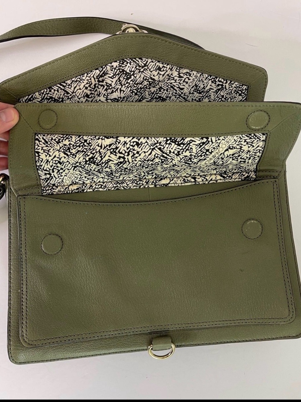 Olive Green Leather Shoulder Bag - Picture 8 of 9